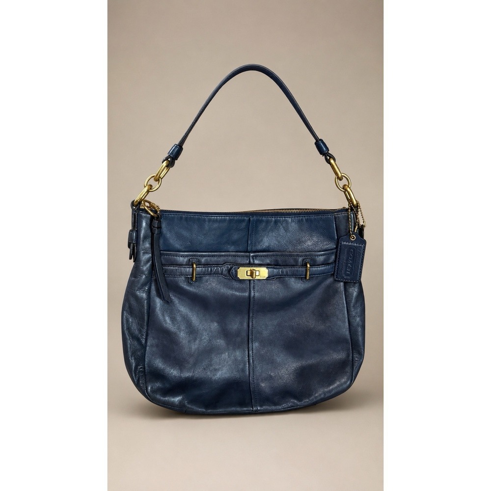 Coach Chelsea Ashlyn‎ Navy Leather Slouchy Hobo Shoulder Bag Y2K Boho